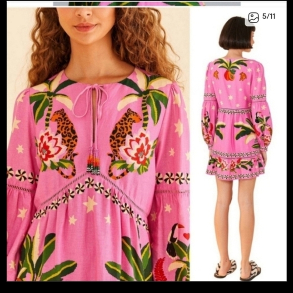 Farm Rio Pink Leopard Minidress - Picture 2 of 6